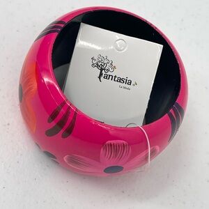 Fantasia nwt pink painted floral chunky bangle